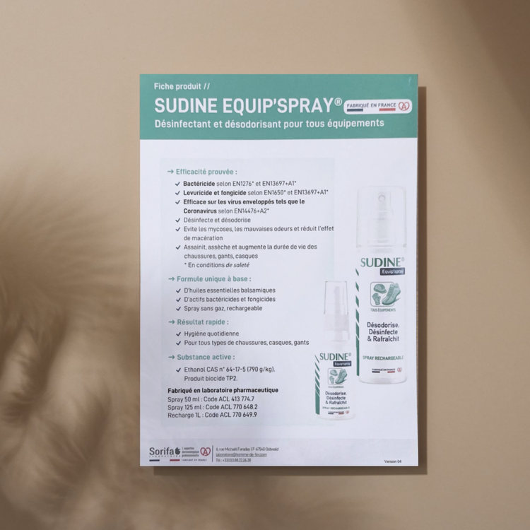 10 flyers Sudine Equip'Spray - Fiche produit My Podologie 