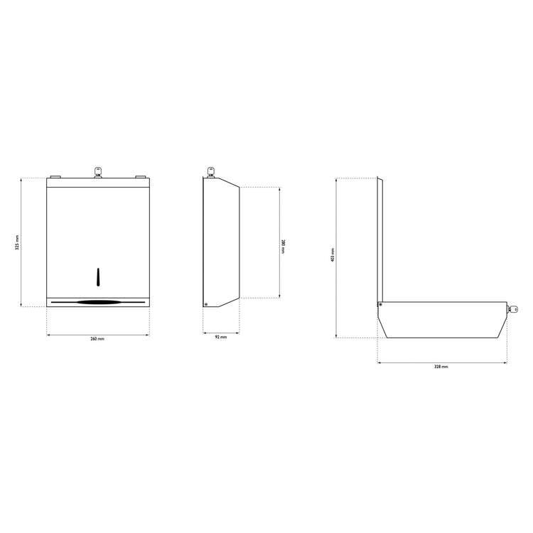 Distributeur mural - 400F Essuie-mains pliés - Inox brillant