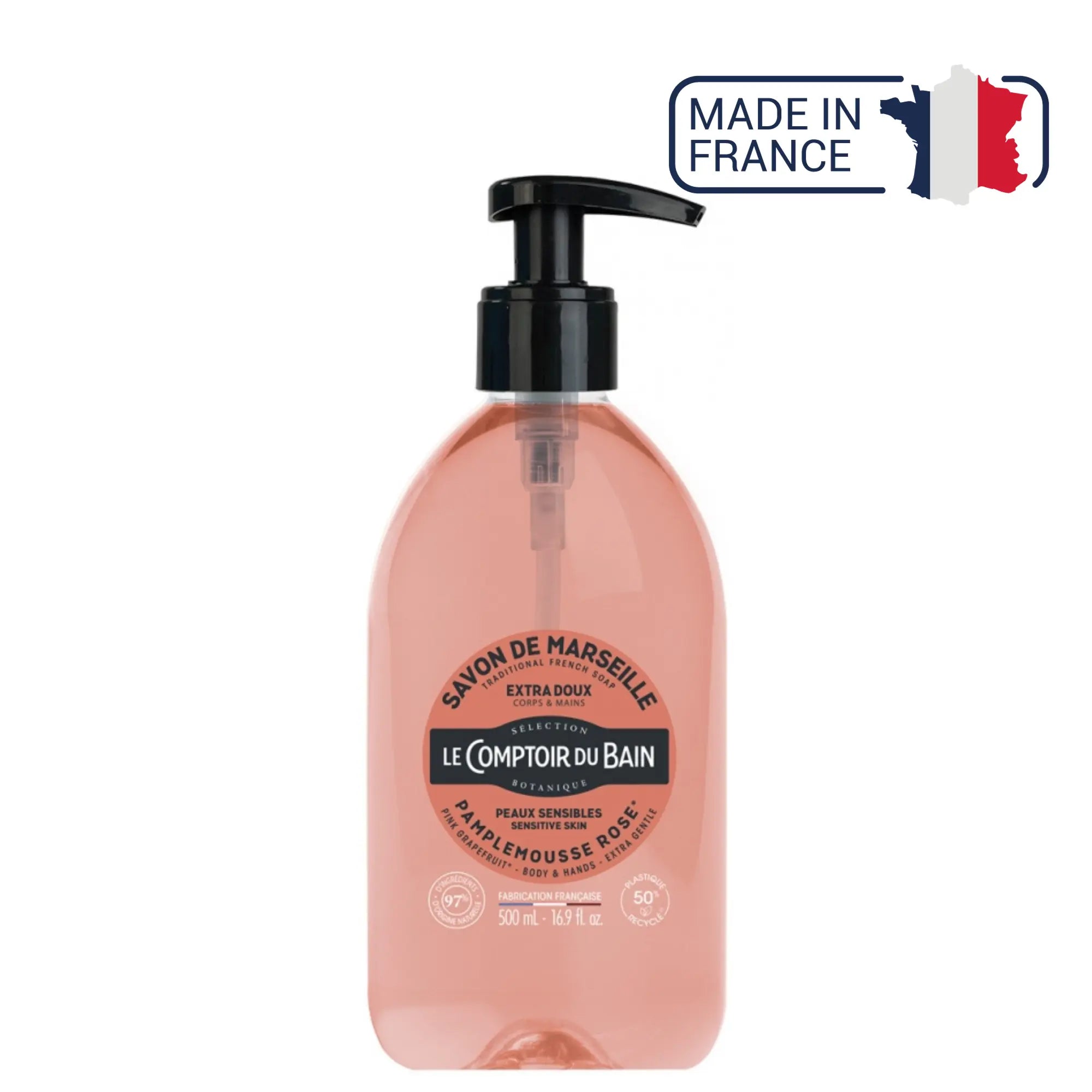 Jabón líquido de Marsella rosa - 500ml - Le Comptoir du Bain