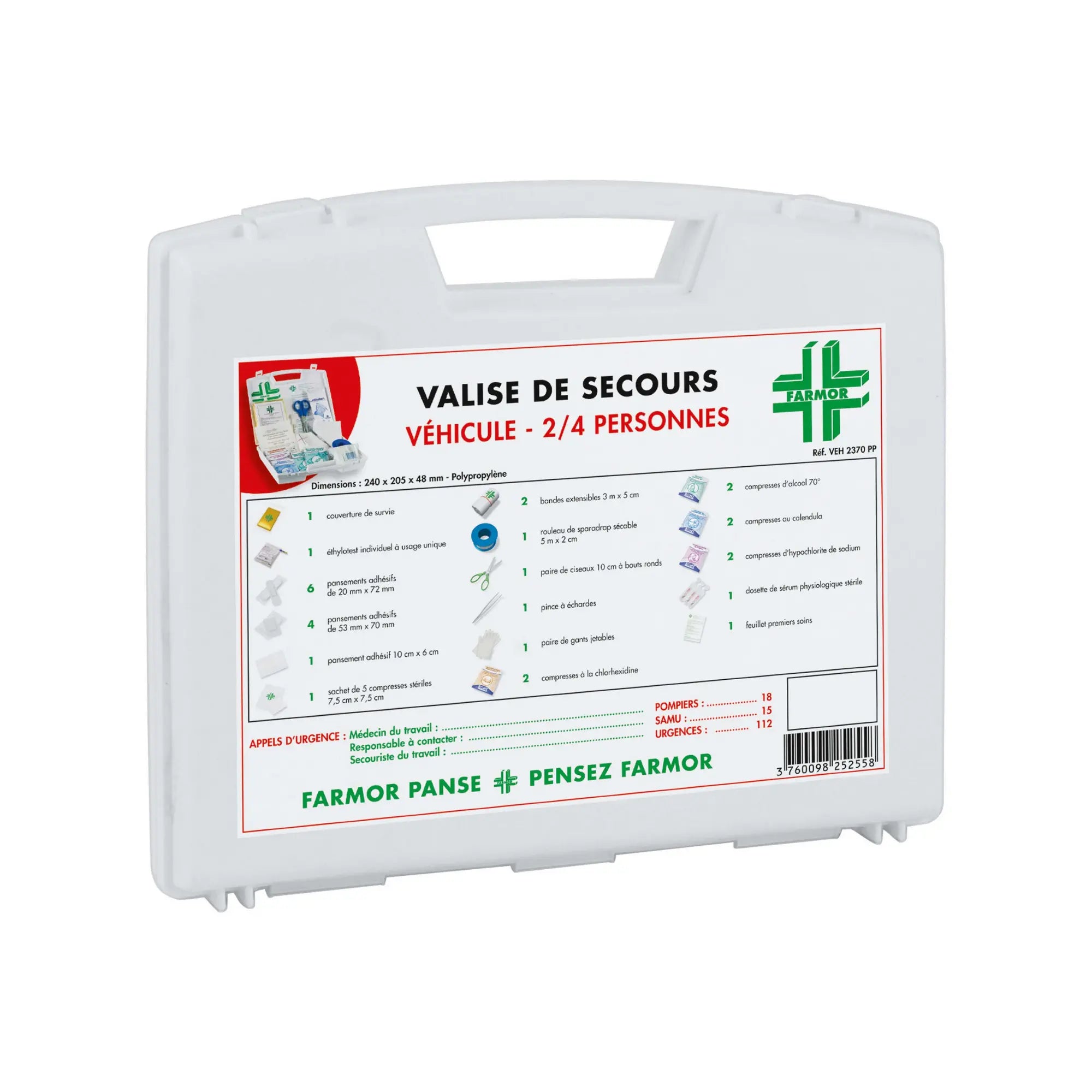 Valise de secours Véhicule - 2 à 4 personnes - Farmor - My Podologie